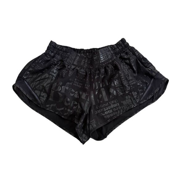 lululemon athletica Pants - LULULEMON  20th MANIFESTO Hotty Hot II Black Foil Shorts Size 6 Small